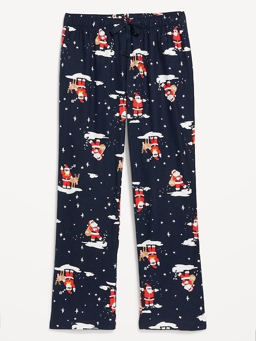 Mid-Rise Printed Flannel Pajama Pants Product Image