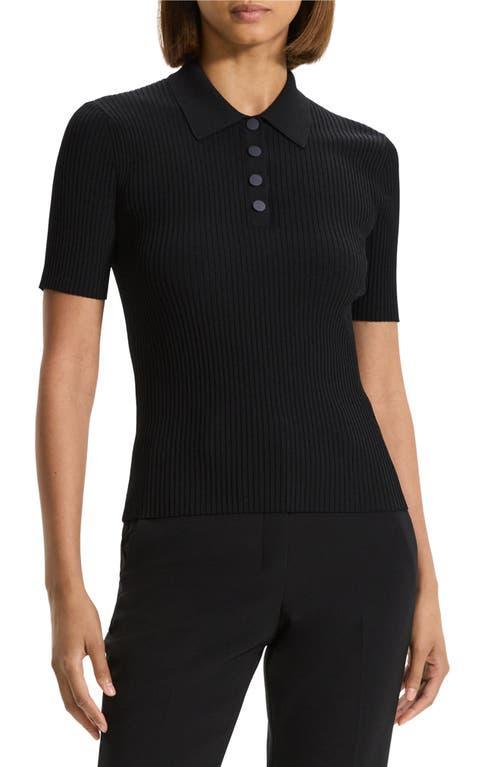 Womens Ribbed Polo Shirt Product Image