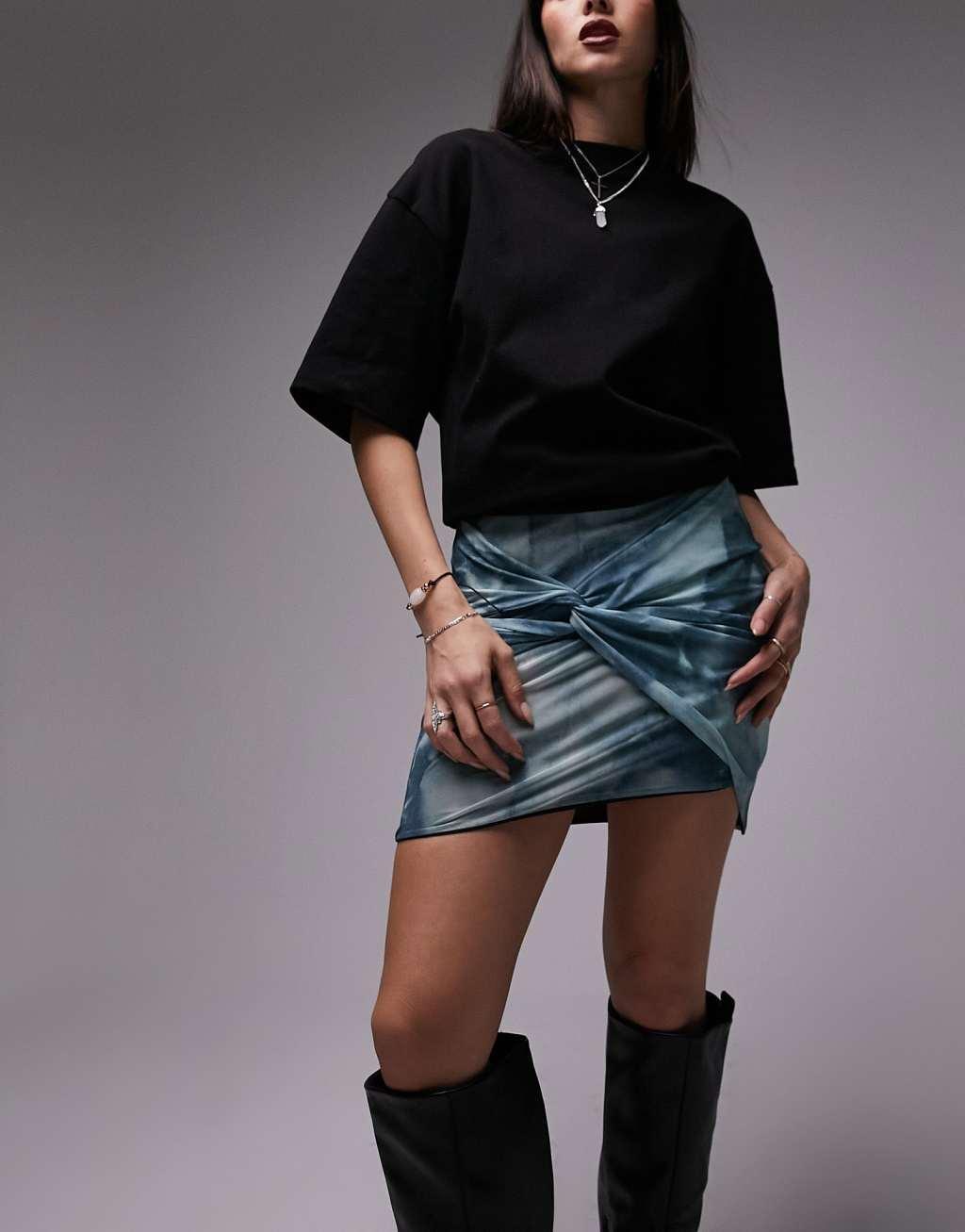 Topshop knot front mini skirt Product Image