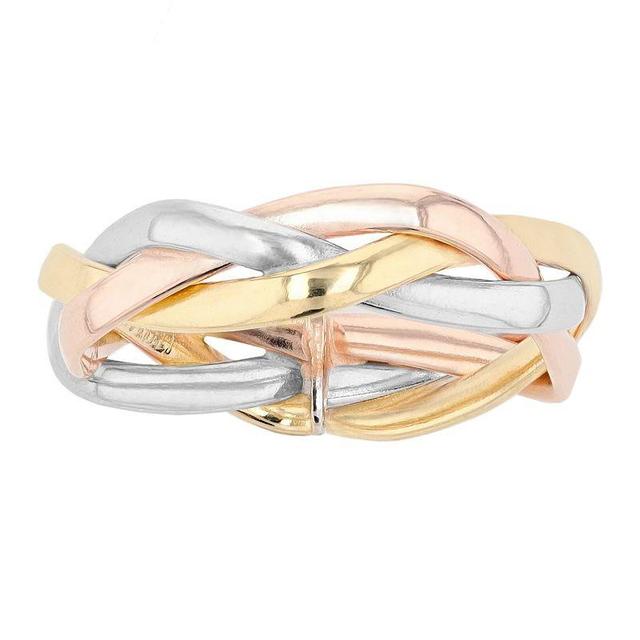 Au Naturale 14k Tricolor Gold 3-Strand 5mm Braided Ring, Womens 14k  Tone Product Image