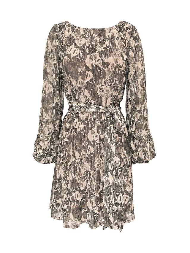 Dress the Population Kirsi Printed Metallic Long Sleeve Minidress Product Image