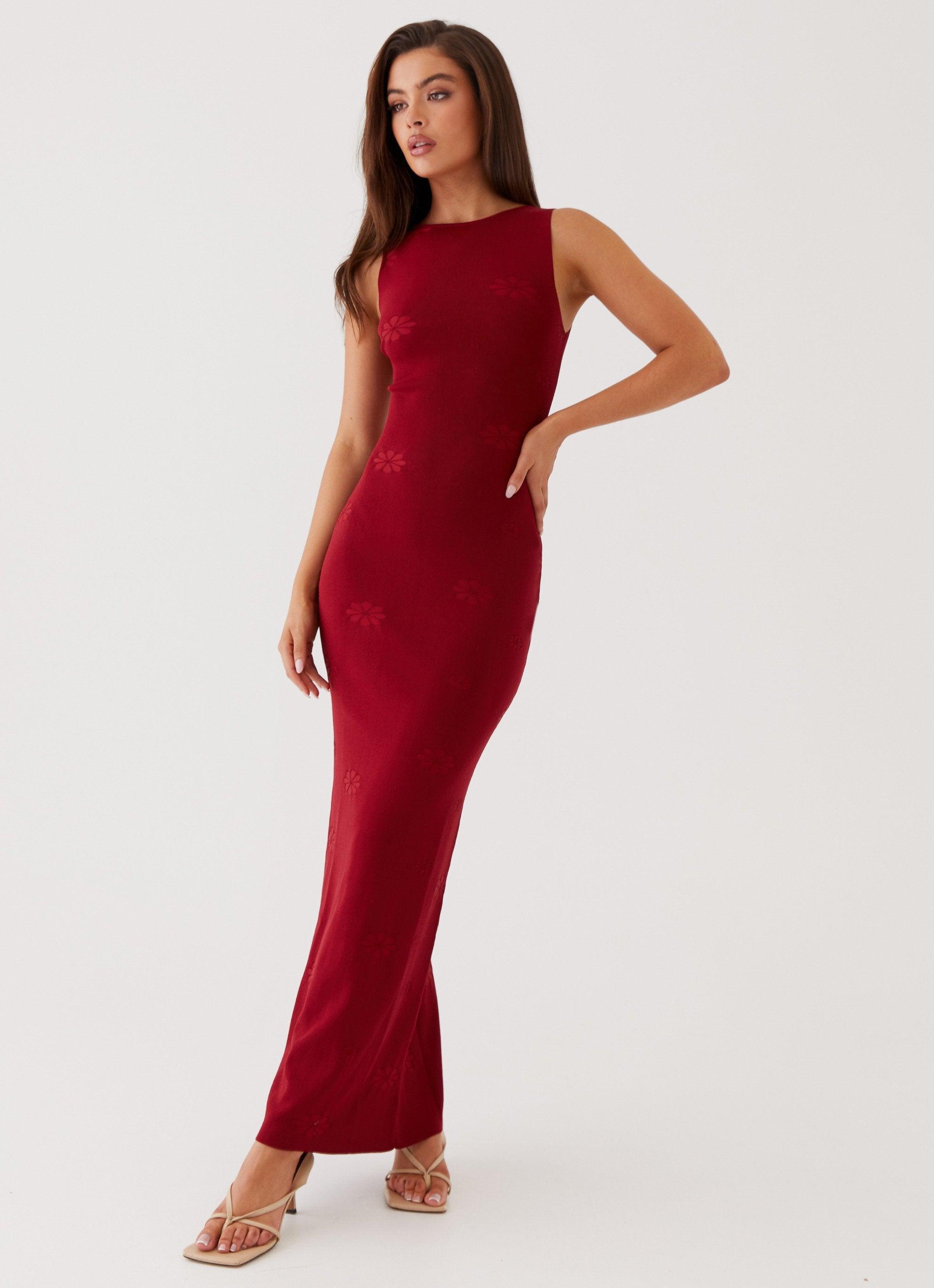 Holly Knit Maxi Dress - Red Product Image