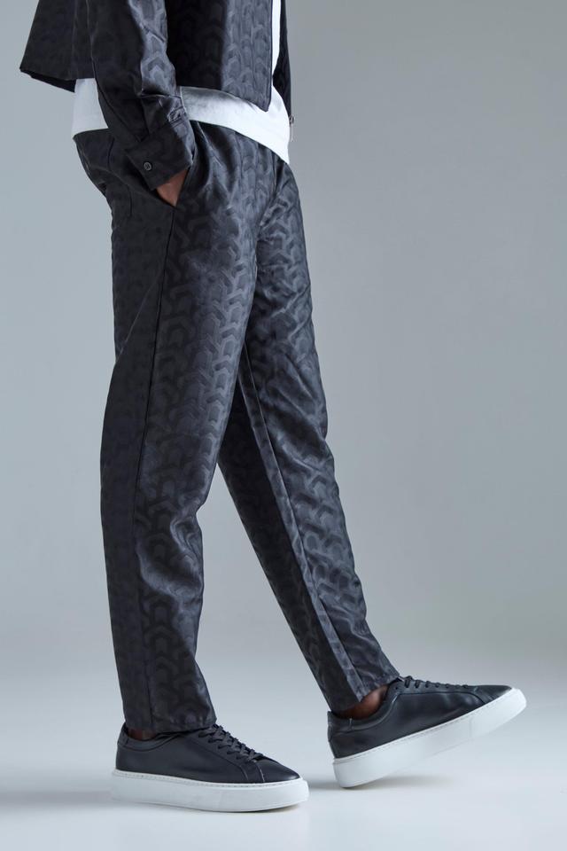 Textured Geo Tapered Trouser | boohooMAN USA Product Image