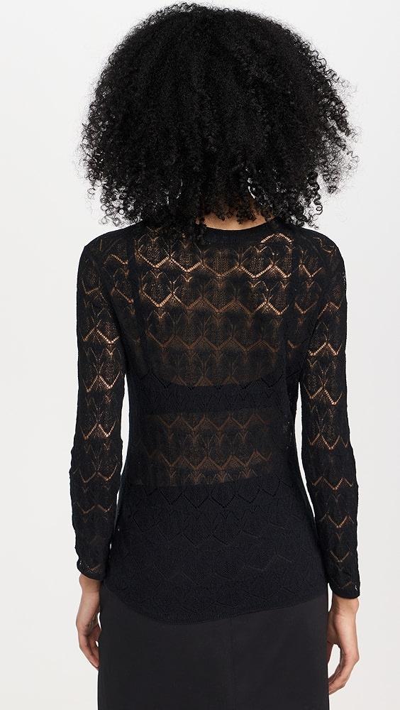 Vince Fine Lace 3/4 Sleeve Crew Neck Top | Shopbop Product Image