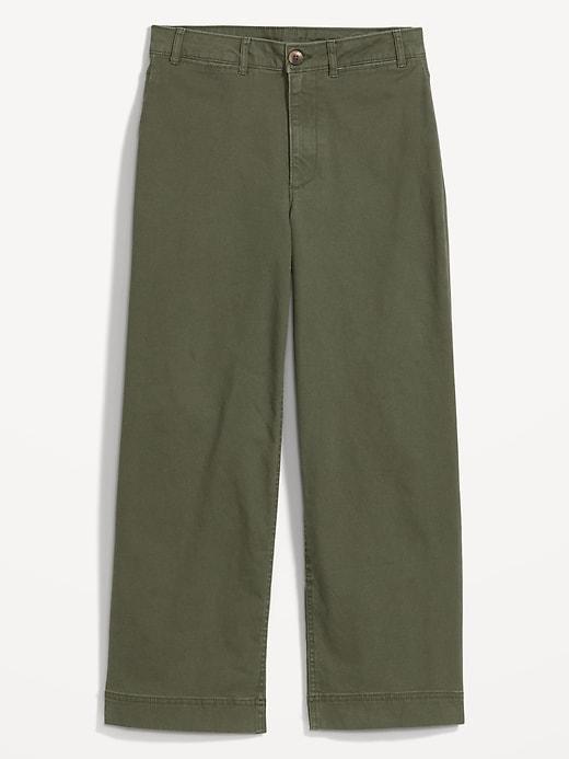 High-Waisted Crop Chino Wide-Leg Pants Product Image