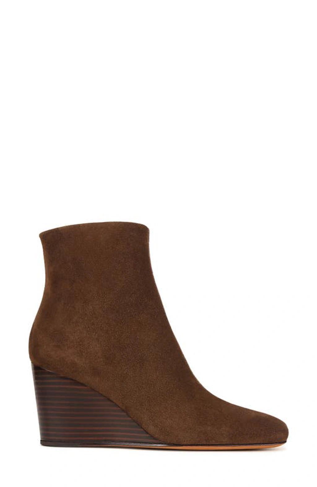 Andy Suede Wedge Booties In Pine Cone Brown Product Image