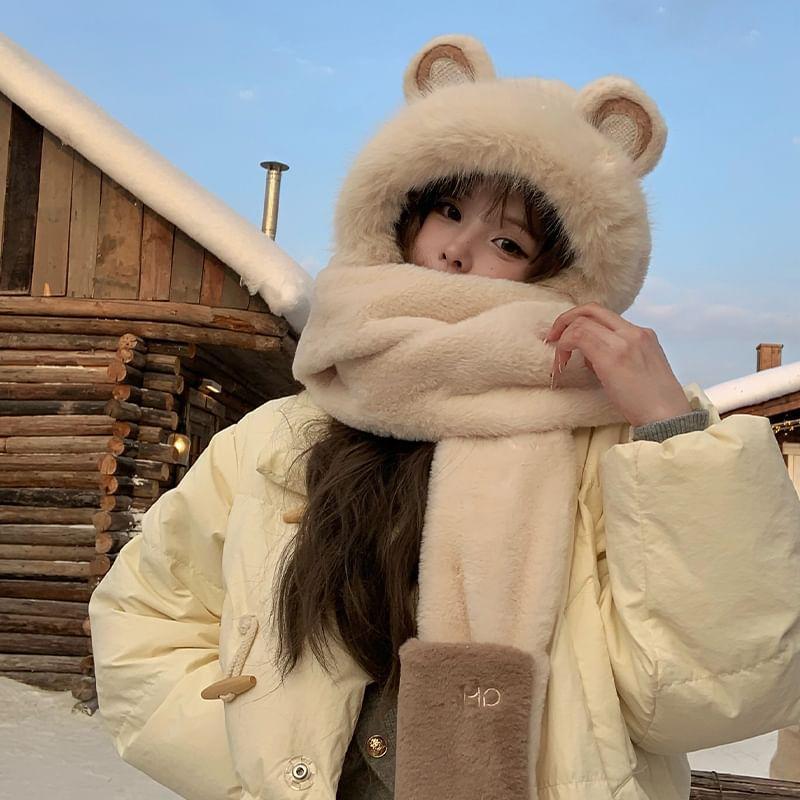 Ear Fluffy Hooded Scarf Product Image