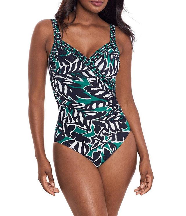 Miraclesuit Palma Verde Sanibel Printed Surplice V-Neck Underwire One Piece Swimsuit Product Image