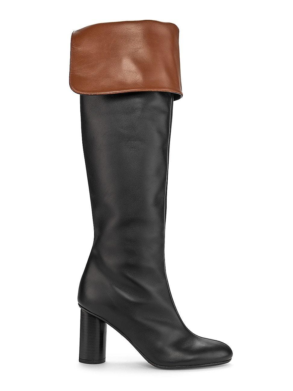 Womens Bi-Color Leather High-Heel Boots Product Image