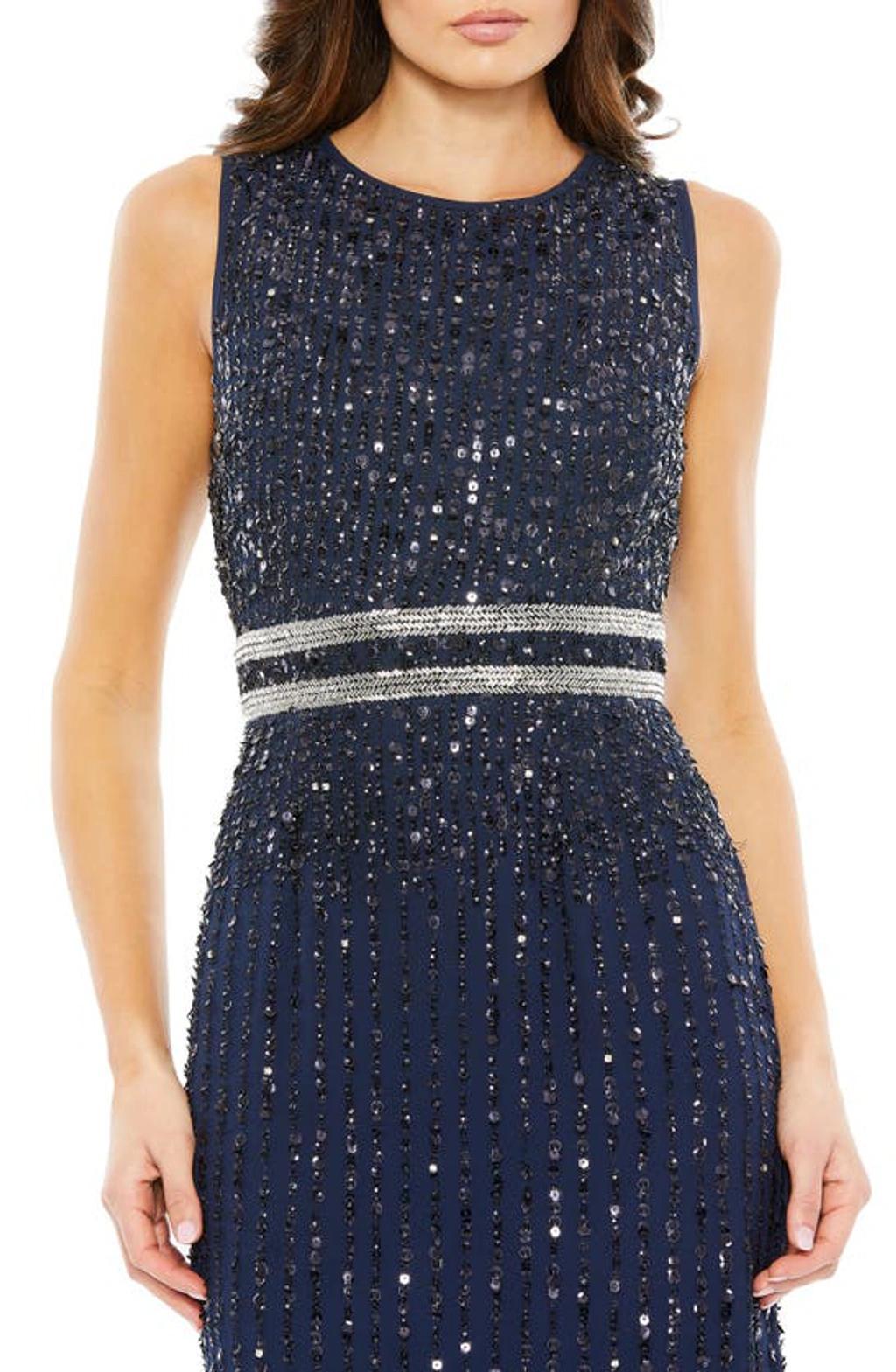 Sleeveless Sequin Column Gown In Midnight Product Image