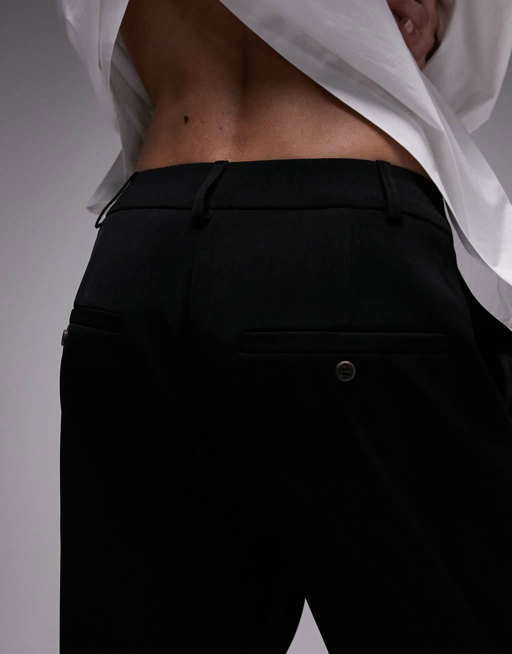 Topshop high waist pleated smart pants in black Product Image