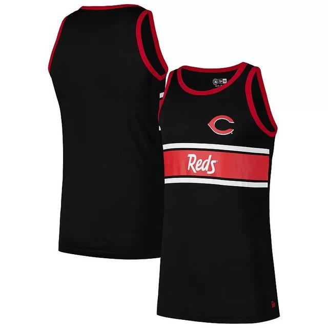 Mens New Era Black Cincinnati Reds Jersey Ringer Tank Top Product Image