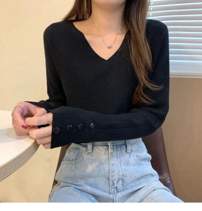 Long Sleeve V-Neck Sweater product image