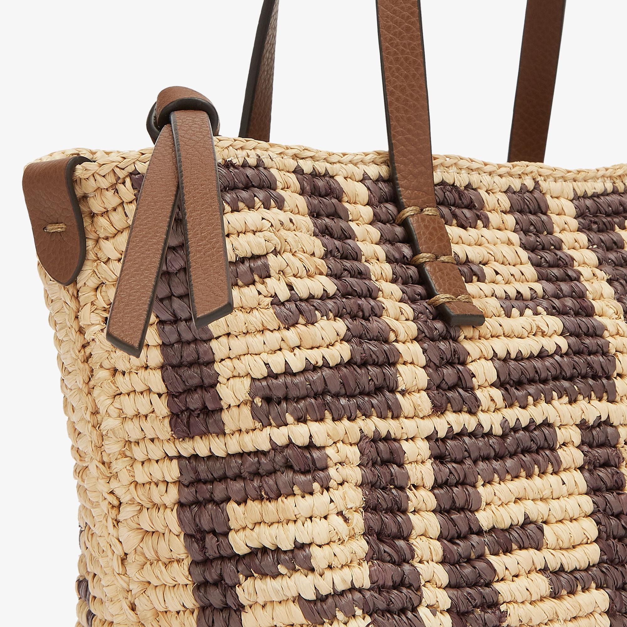 Roll MiniBrown FF raffia crochet mini bag Product Image