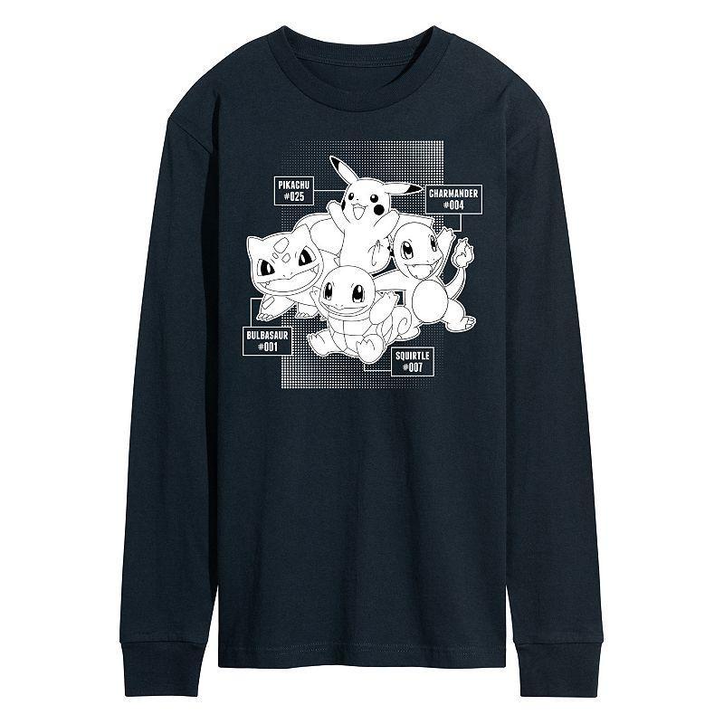 Mens Pokemon Labels Long Sleeve Graphic Tee Blue Product Image