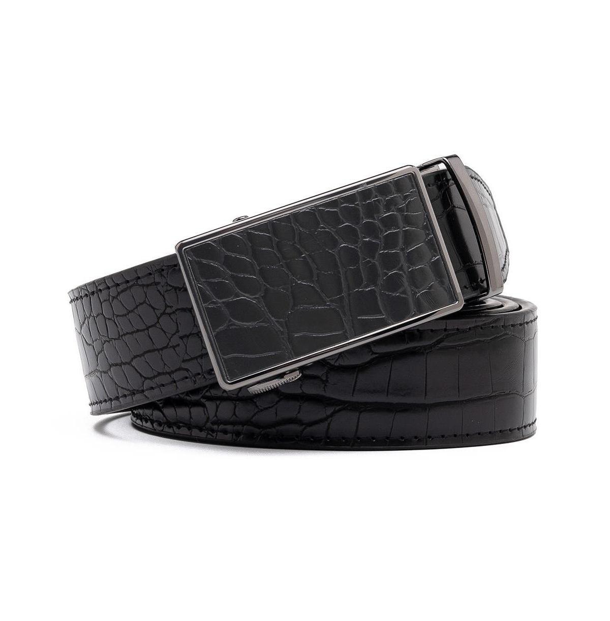 Mens Genuine Leather Crocodile Design Dress Belt with Automatic Buckle Product Image