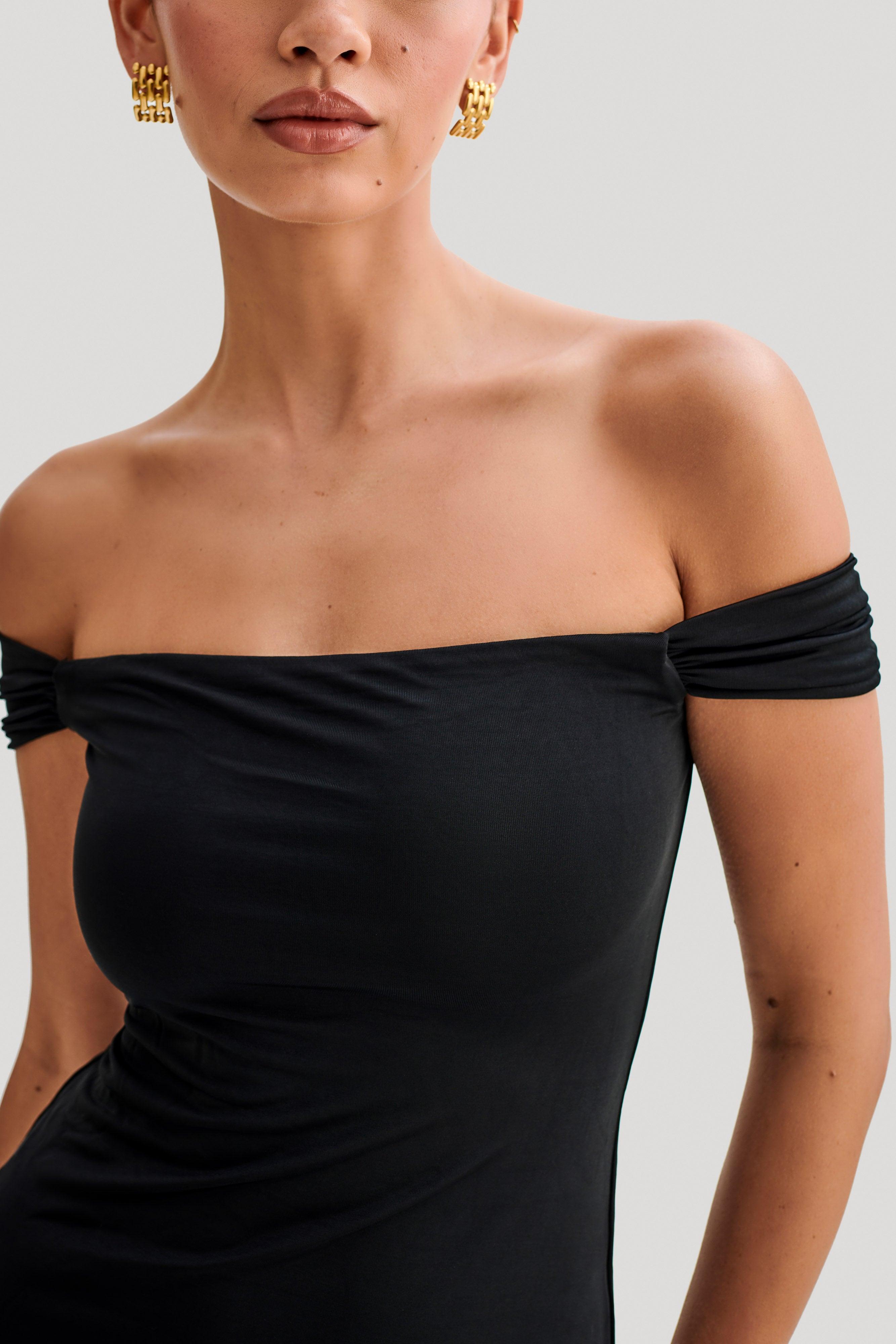 Eisley Slinky Off Shoulder Maxi Dress - Black Product Image