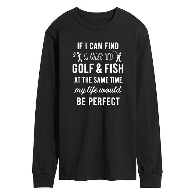 Mens Golf & Fish Long Sleeve Graphic Tee Black Product Image