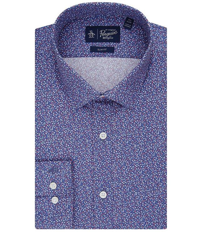 Original Penguin Slim Fit Stretch Spread Collar Micro Floral Dress Shirt Product Image