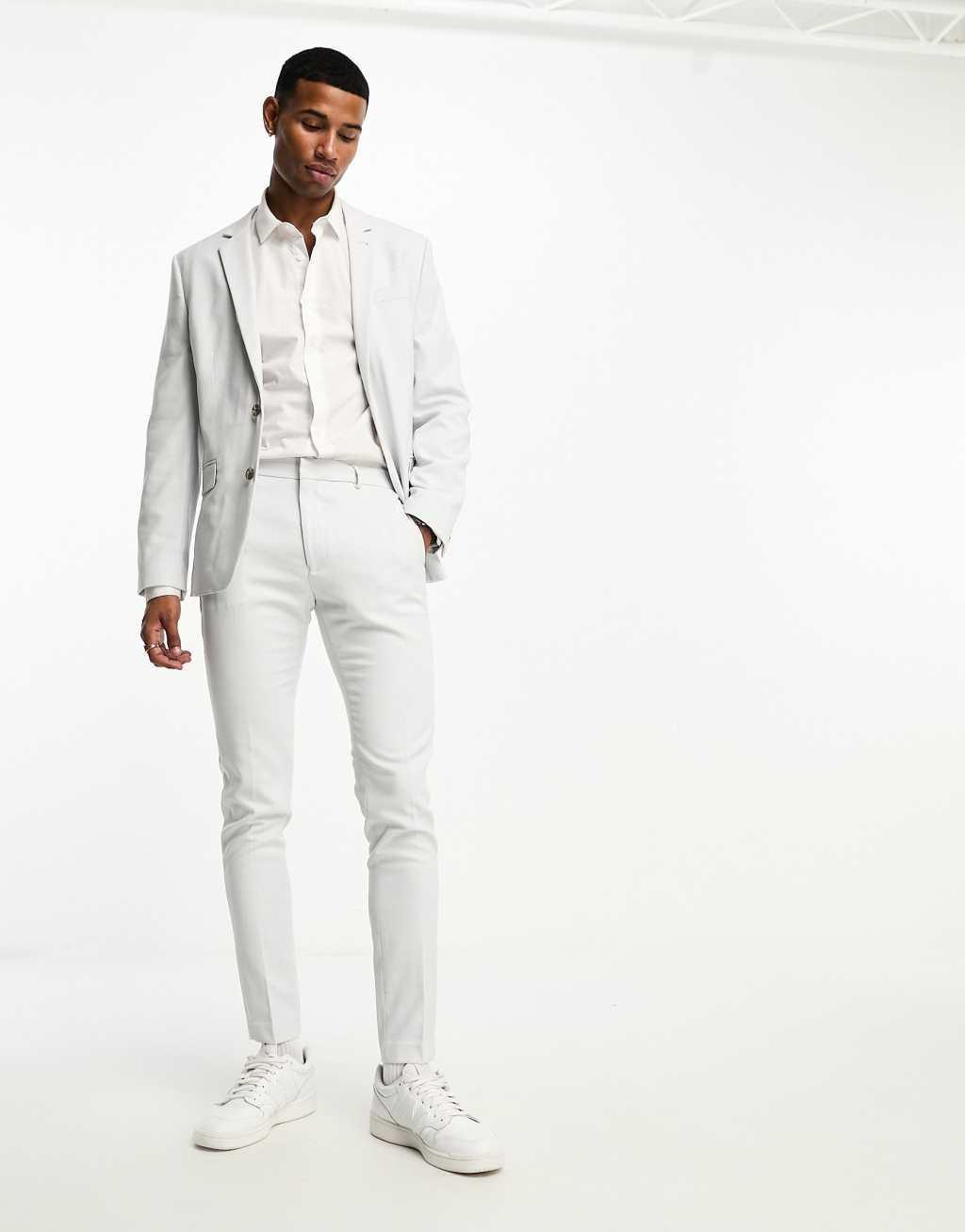 ASOS DESIGN Micro texture skinny suit jacket in ice gray Product Image