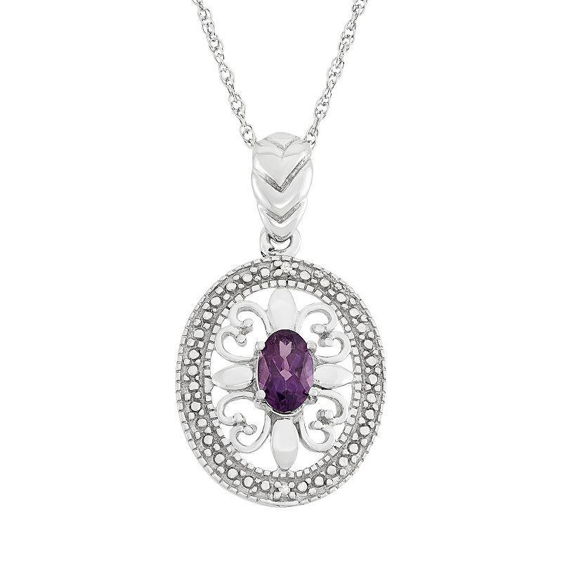 Jewelexcess Amethyst & Diamond Accent Sterling Silver Pendant Necklace, Womens Purple Product Image