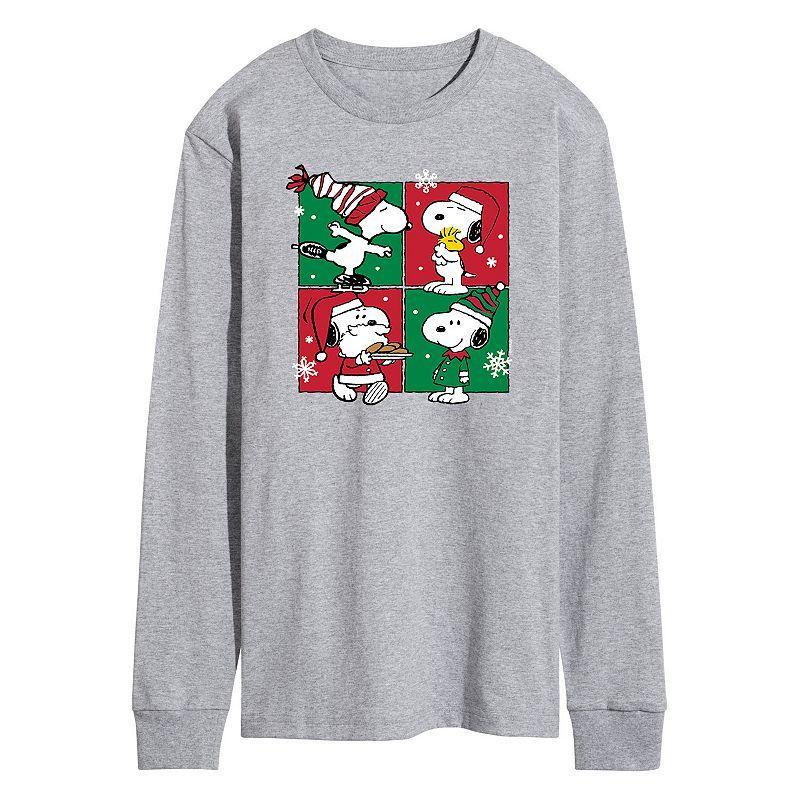 Mens Peanuts Snoopy Christmas Grid Long Sleeve Tee Product Image