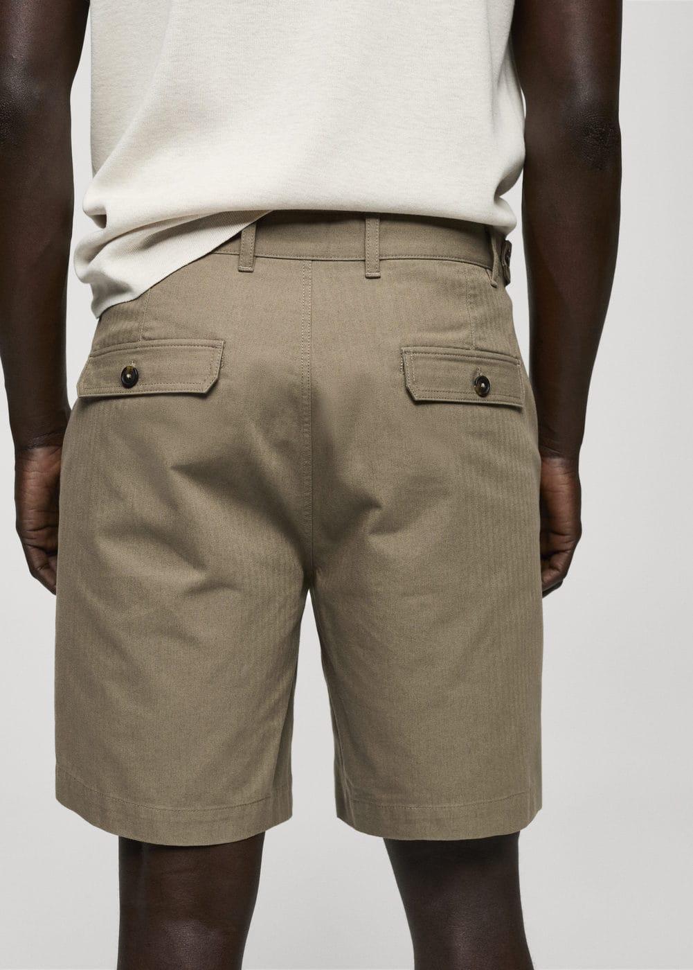 MANGO MAN - 100% herringbone cotton Bermuda shorts khakiMen Product Image