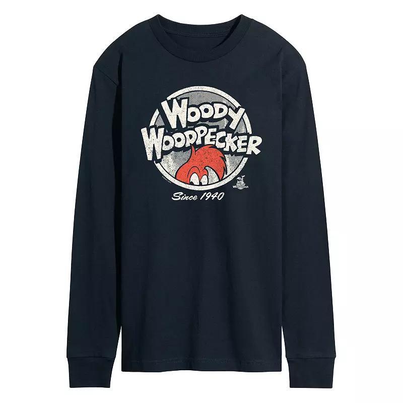 Mens Woody Woodpecker Vintage Logo Long Sleeve Graphic Tee Product Image