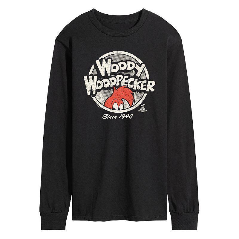 Mens Woody Woodpecker Vintage Logo Long Sleeve Graphic Tee Product Image