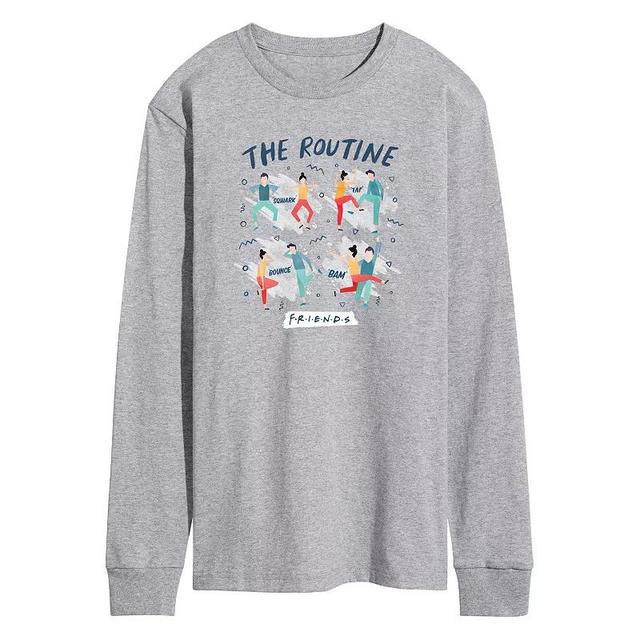 Mens Friends The Routine Poses Long Sleeve Graphic Tee Grey Gray Product Image