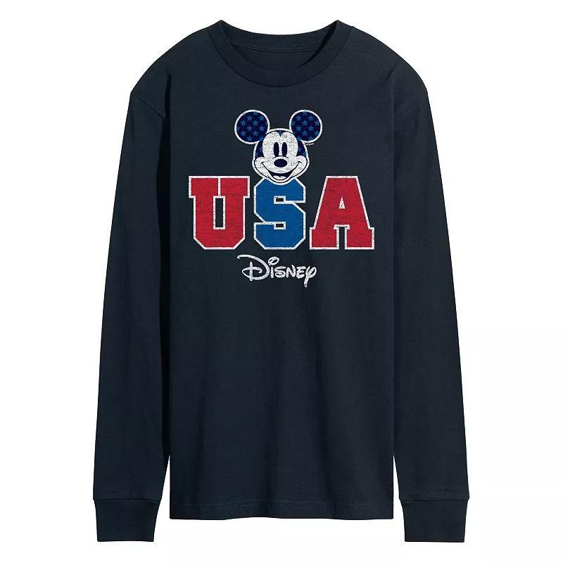 Disneys Mickey Mouse Mens USA Long Sleeve Graphic Tee Dark Grey Product Image