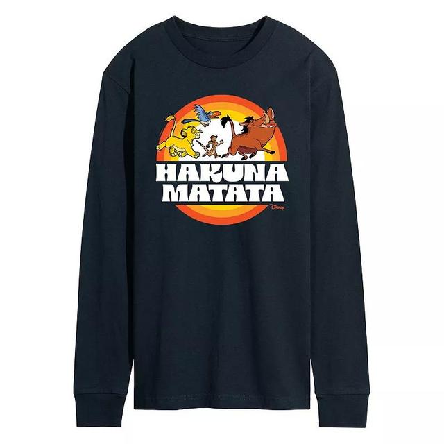 Disneys The Lion King Mens Hukana Matata Long Sleeve Graphic Tee Blue Product Image