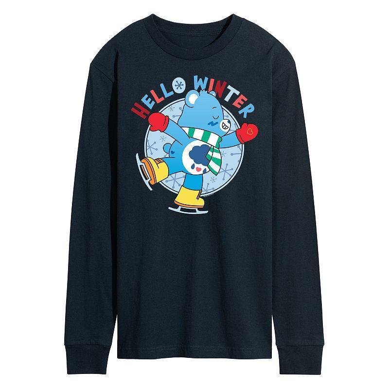 Mens Care Bears Hello Winter Long Sleeve Tee Blue Product Image