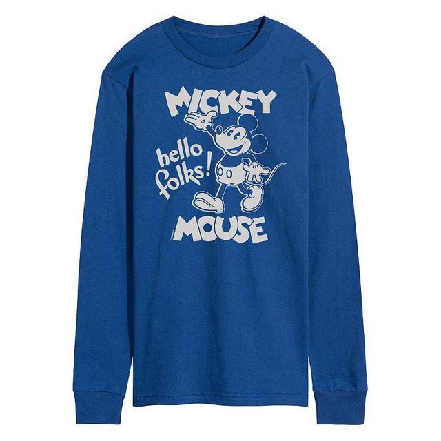 Mens Disneys Mickey Mouse Hello Folks Tee Blue Product Image