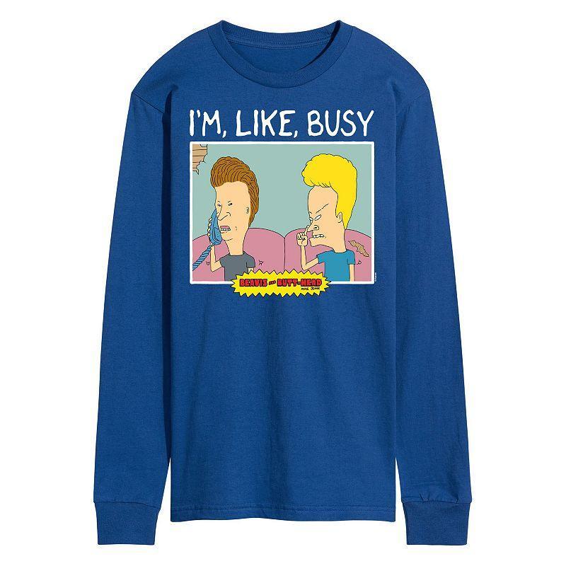 Mens Beavis And Butthead Im Like Busy Long Sleeve Tee Product Image