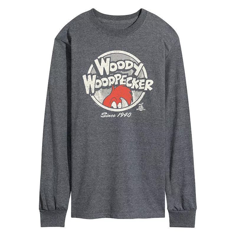 Mens Woody Woodpecker Vintage Logo Long Sleeve Graphic Tee Product Image