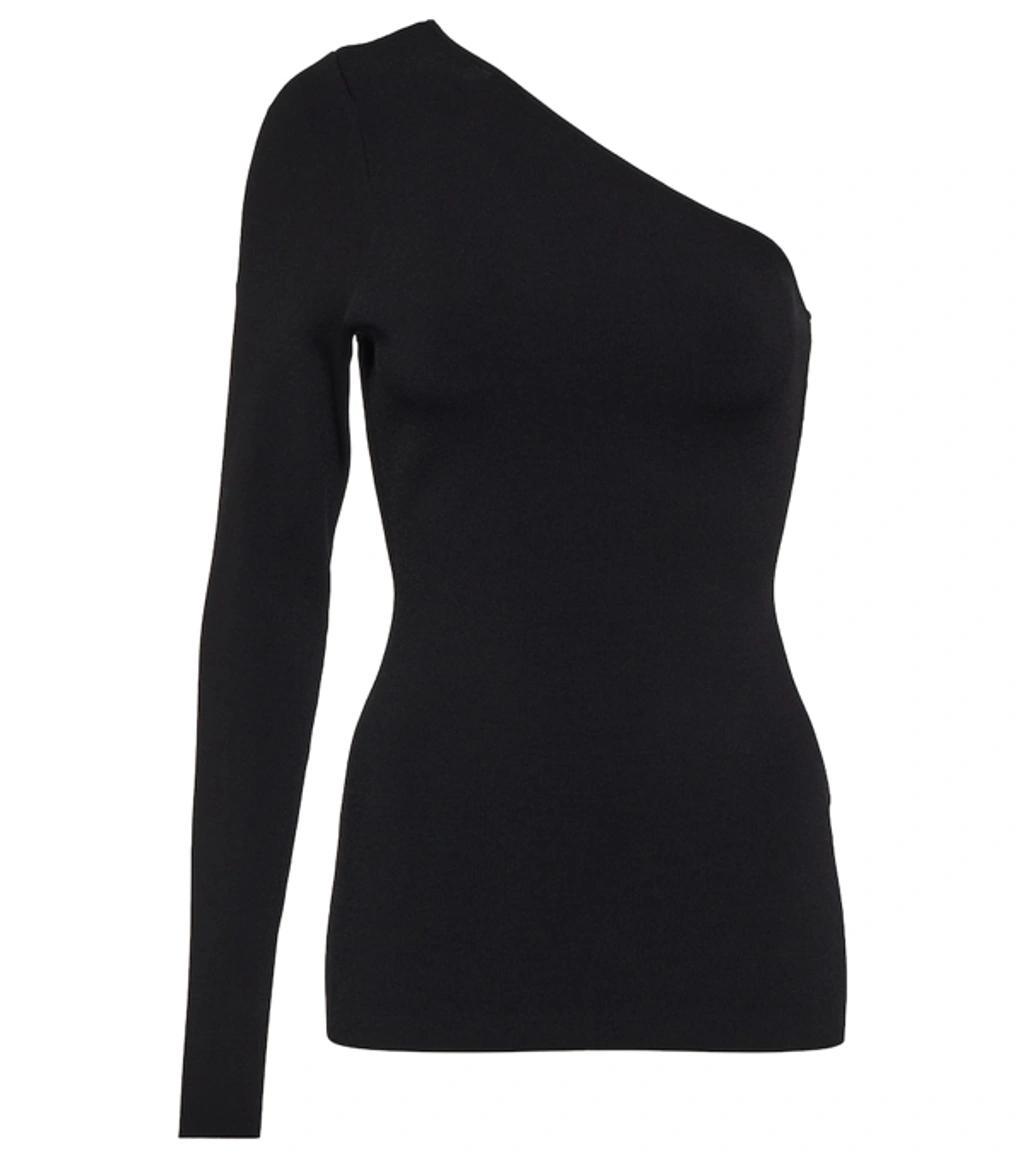 One-shoulder Stretch-knit Top In Black product image