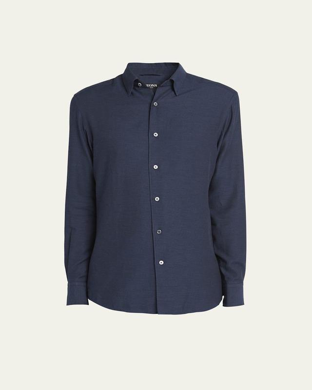 ZEGNA Cashco Cotton & Cashmere Button-Up Shirt Product Image