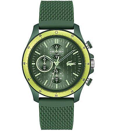 Lacoste Mens 42mm Neoheritage Chronograph Green Silicone Strap Watch Product Image