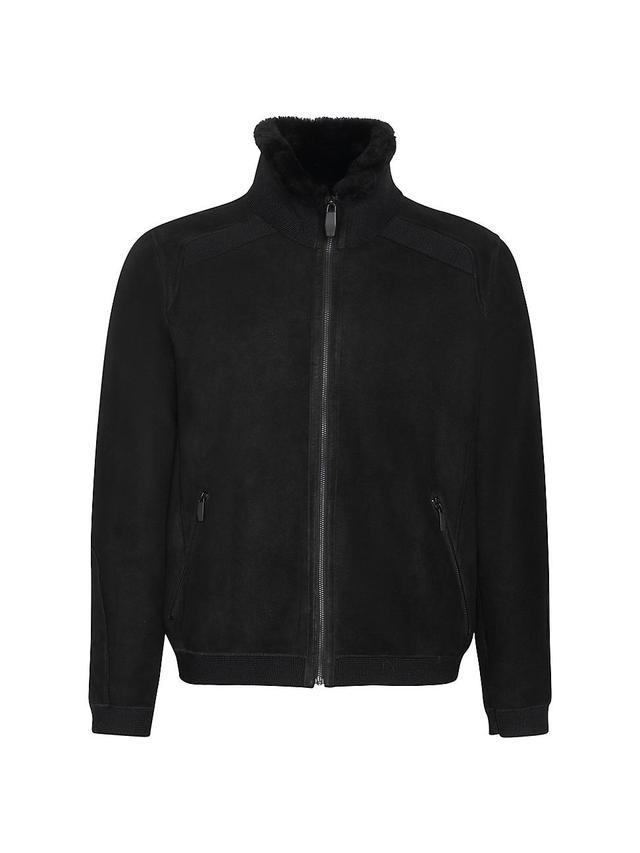 Mens Shearling Lamb Zip-Front Jacket Product Image