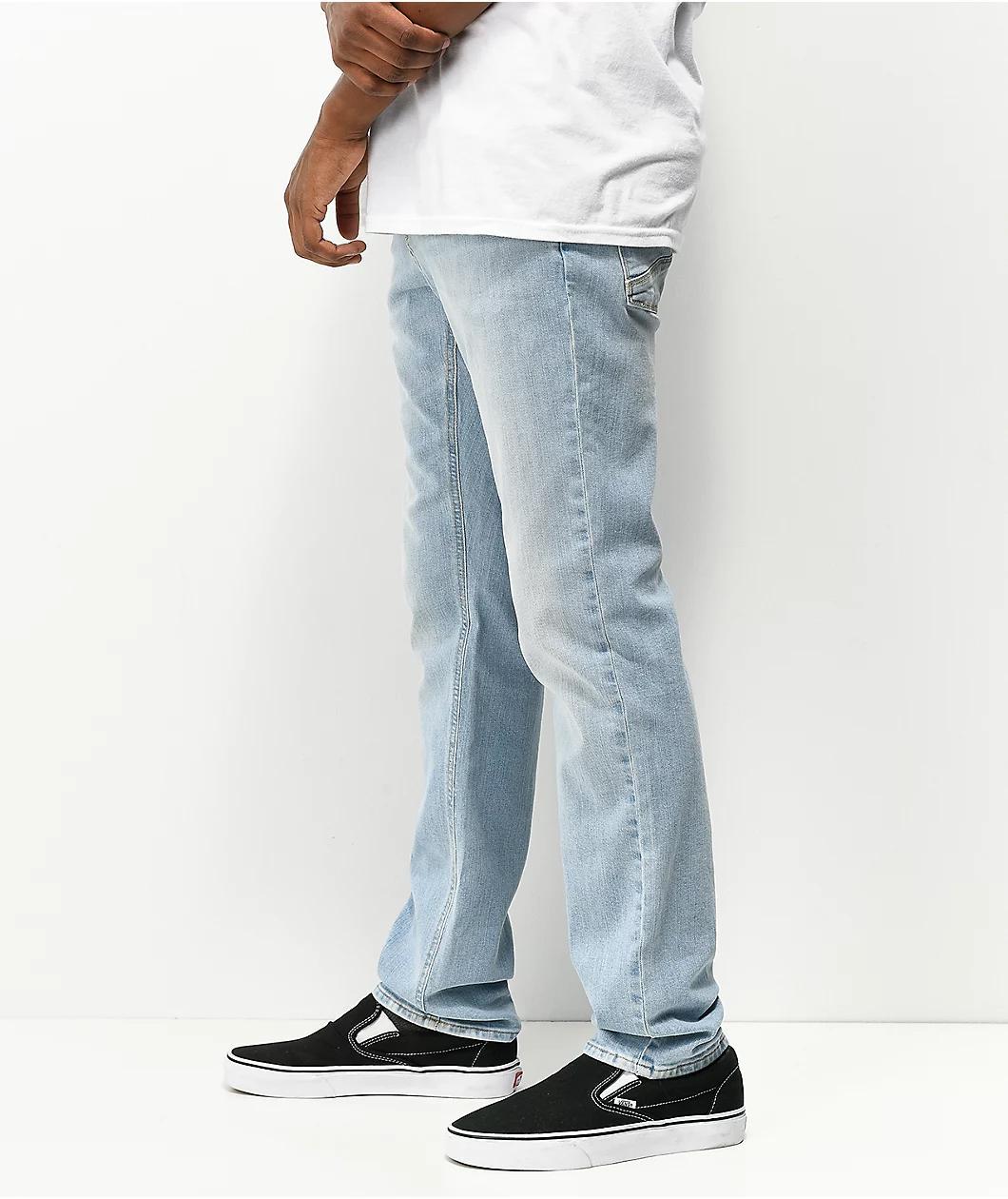 Empyre Skeletor Sprinted Light Blue Denim Skinny Jeans Product Image