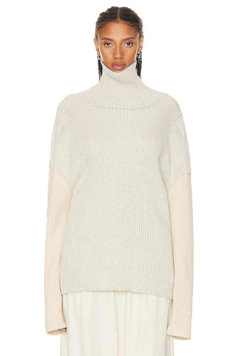 The Row Dua Cotton & Cashmere Rib Turtleneck Sweater Product Image