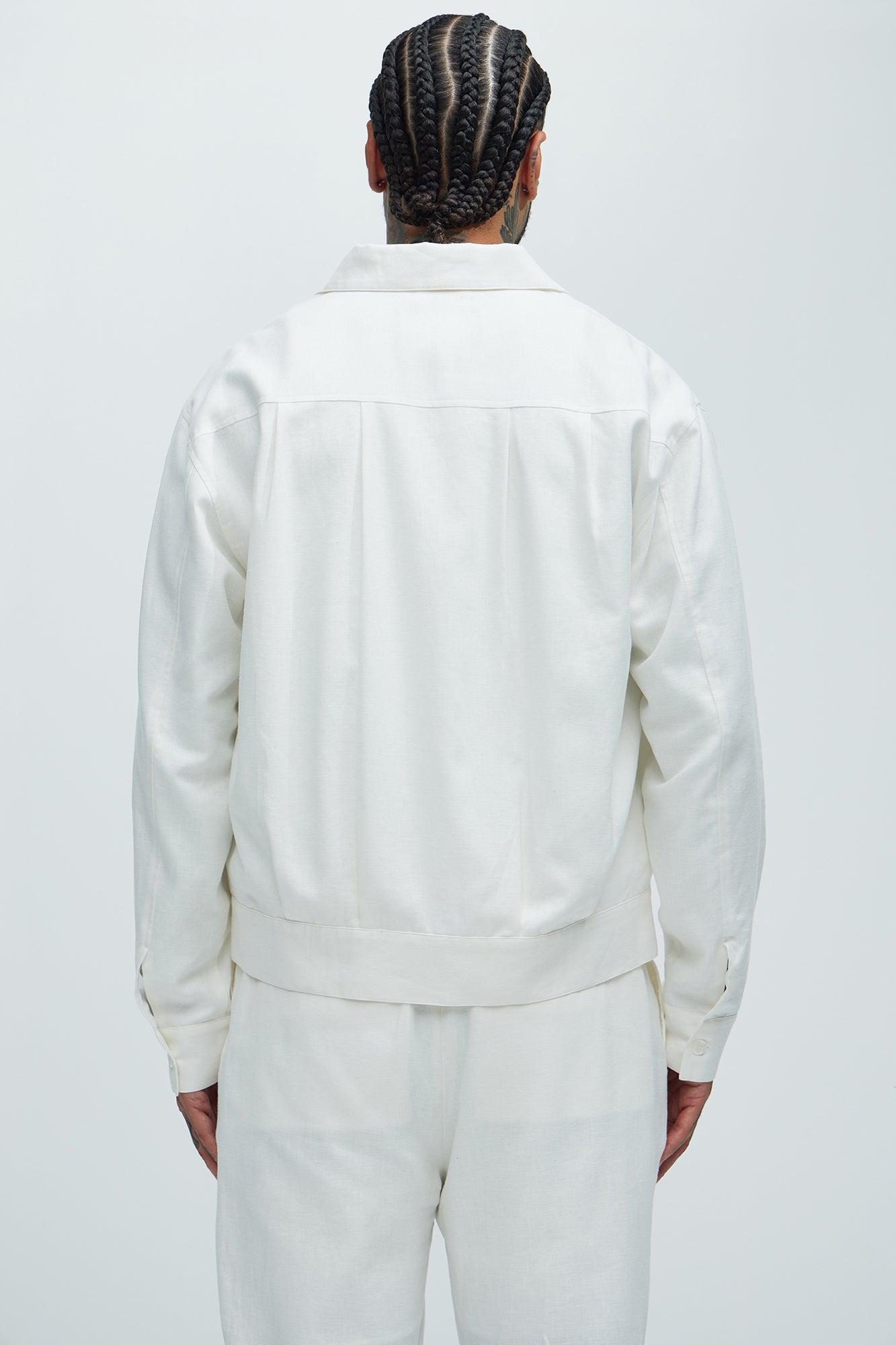 Bahamas Linen Zip Jacket - White Product Image