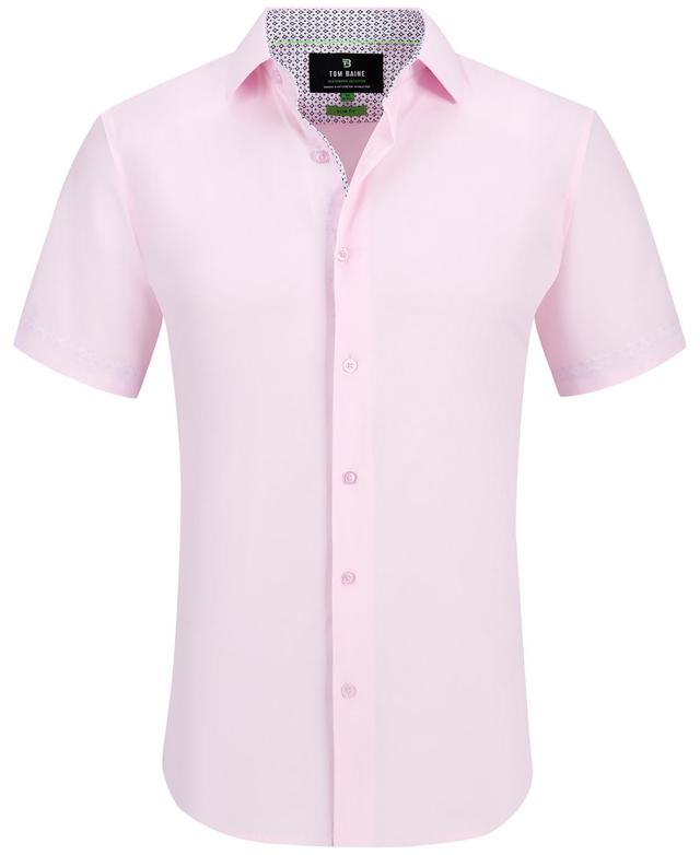 Mens Slim Fit Short Sleeve Performance Button Down Dress Shirt Product Image