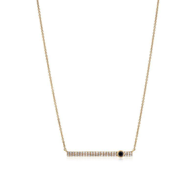 Gemistry 14k Gold Black Onyx & White Topaz Bar Necklace, Womens Product Image