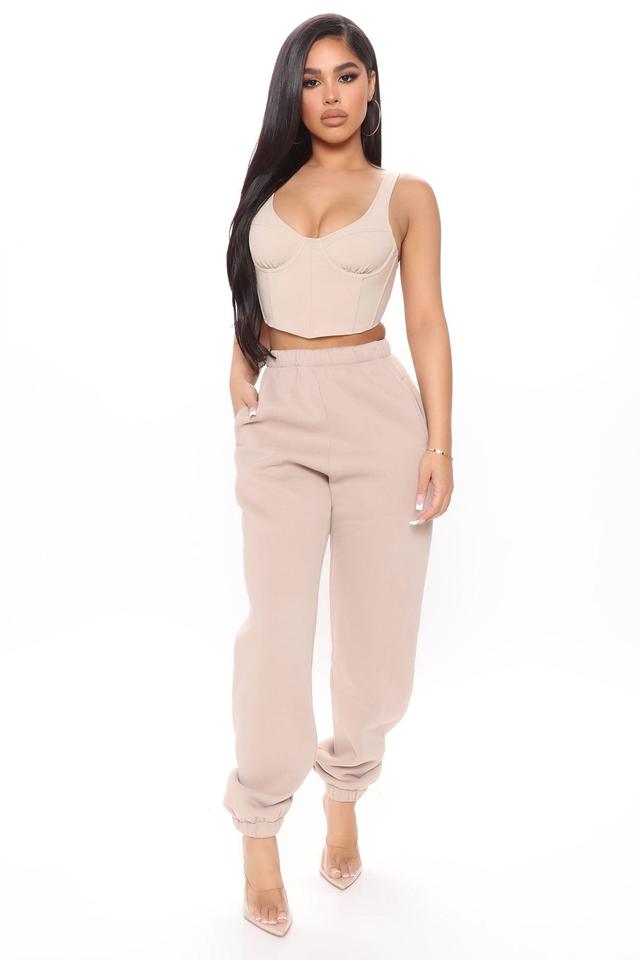 On The Run Fleece Sweatpant - Taupe Product Image