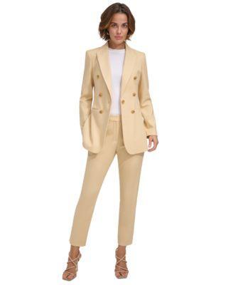 Dkny Womens Faux Double Breasted Button Front Blazer Mid Rise Slim Fit Ankle Pants Product Image