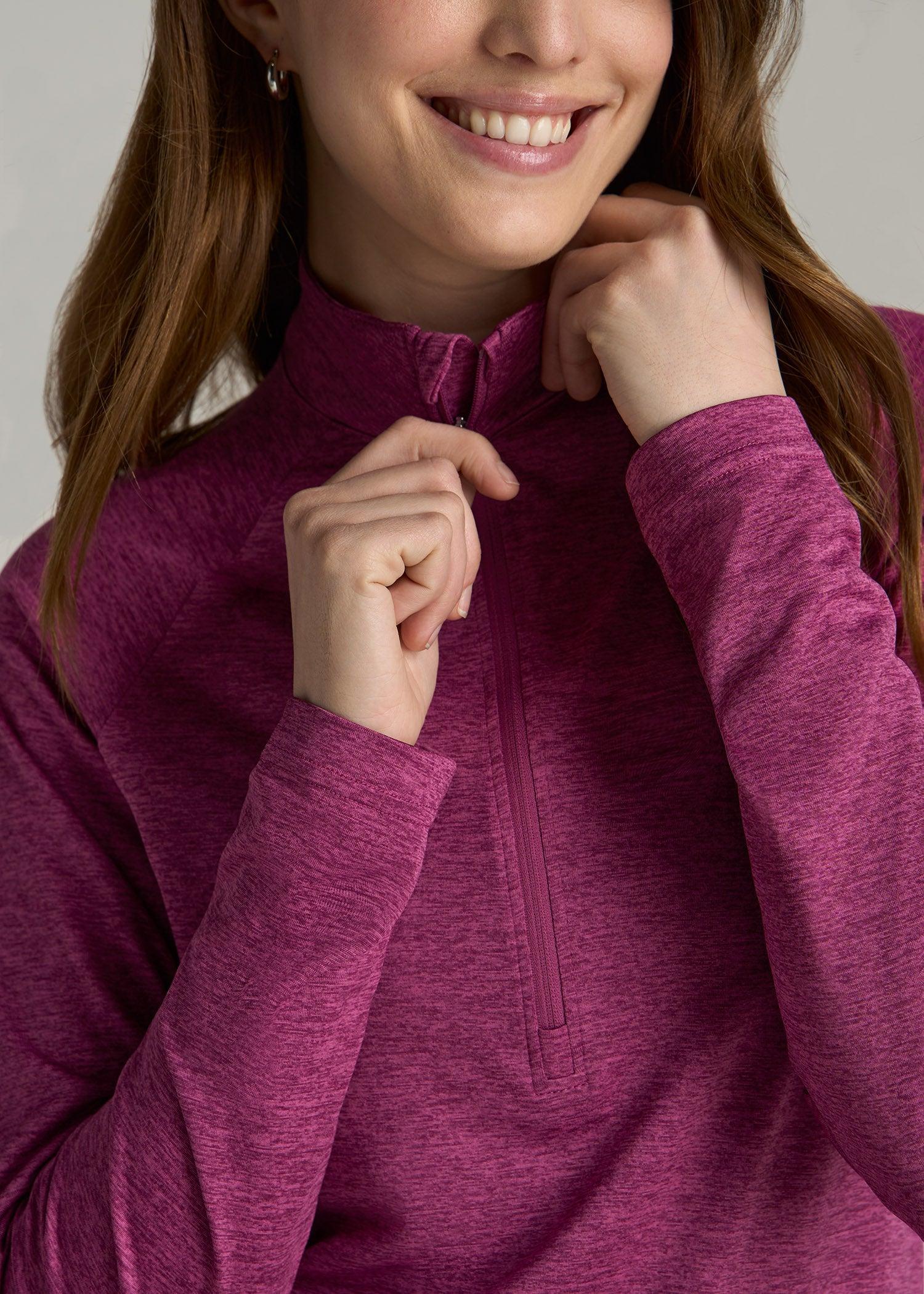 Long Sleeve Active Half Zip Pullover Tall Women's Jacket in Raspberry Space Dye Product Image