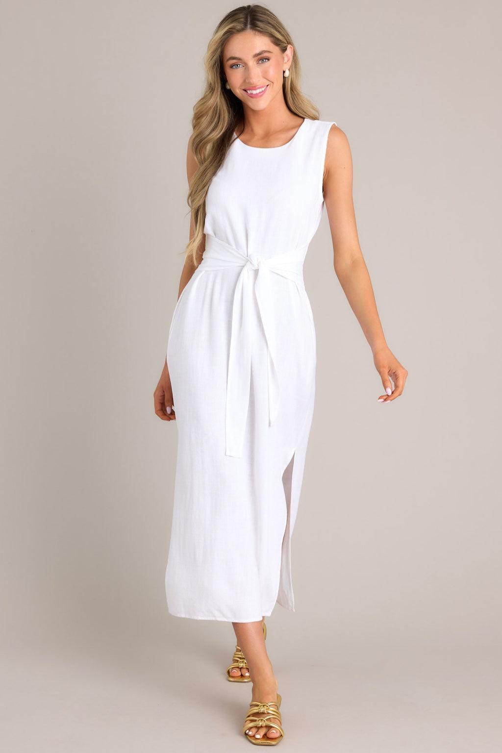 Nurturing Spirit White Waist Tie Maxi Dress Product Image