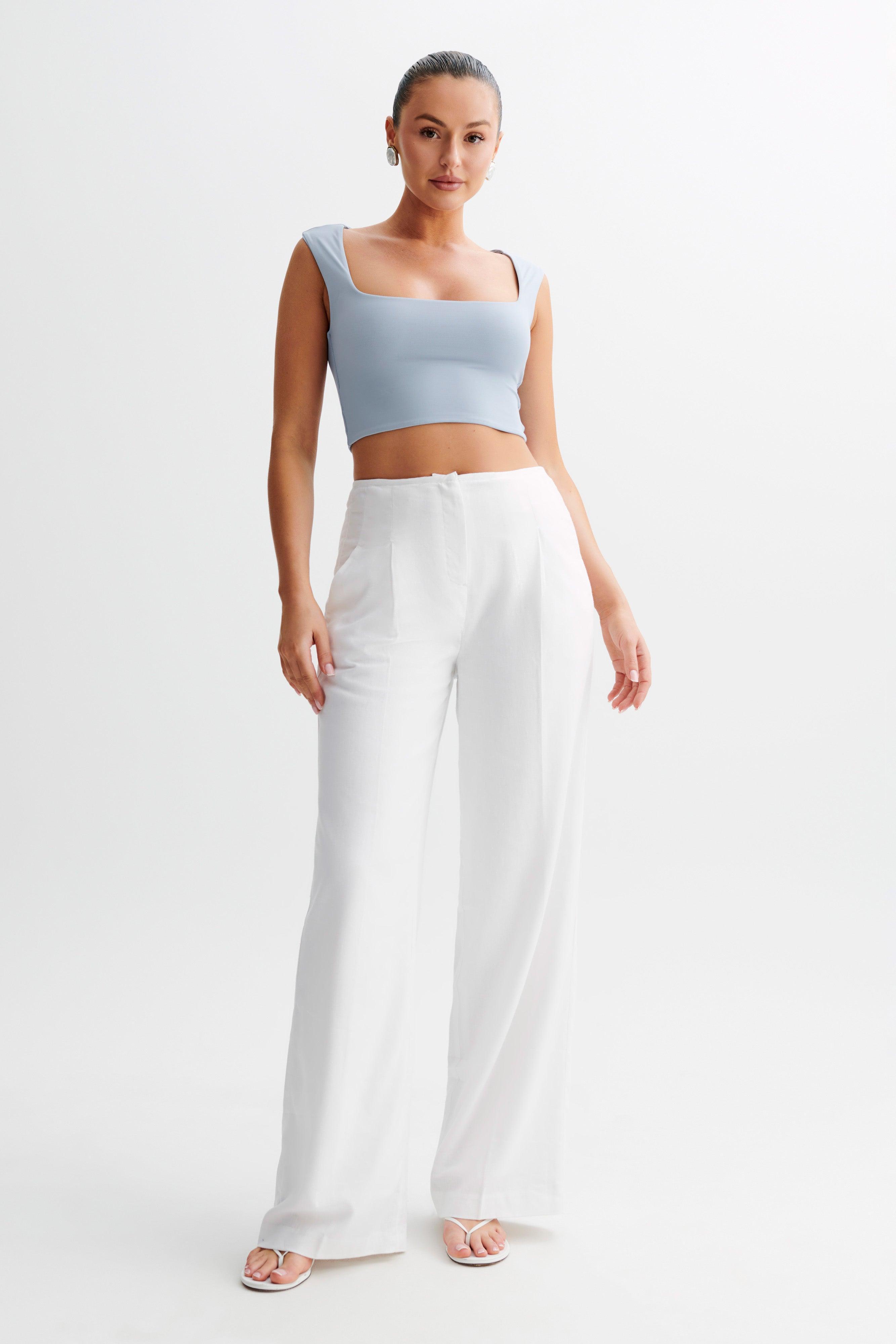 Linley Recycled Nylon Cropped Top - Dusty Blue Product Image